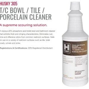 Canberra Husky 305 Acidic Thick and Clinging Bowl Tile Porcelain Cleaner-12 Quarts/Cs